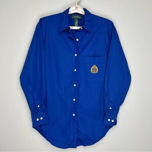 Ralph Lauren Shirt Womens Long Sleeve Button Up Dress Size 4 Logo